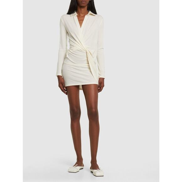 NWT Jacquemus La Robe Bahia Viscose Jersey Mini Dress Off White Medium $605 - Picture 1 of 9